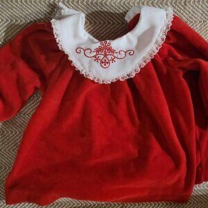 Sweet Winnie the Pooh frocked velvet red dress. Sears vintage papertag Valentine